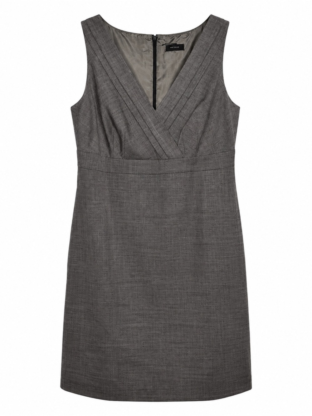 Ann Taylor Gray Sheath Dress Size 12 Career Office Stretch V Neck Sleeveless